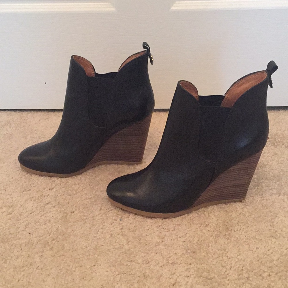Coach black leather Farah bootie
